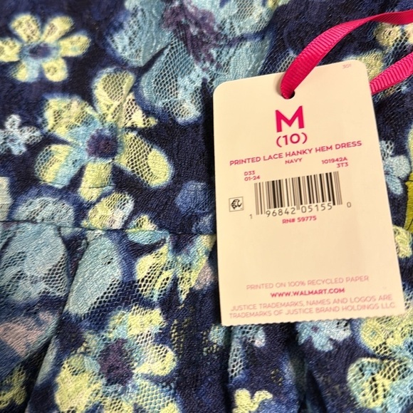 NWT Girls Justice Printed Lace Hanky Dress Sz M - Picture 3 of 5